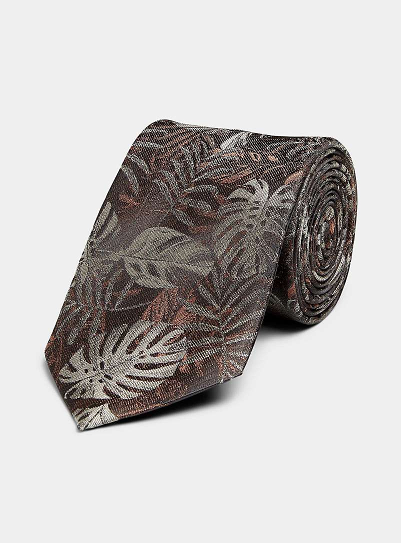 Le 31 Copper Metallic tropical foliage tie for men