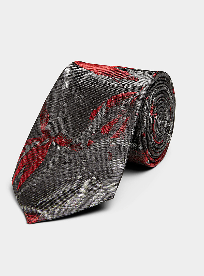 Le 31 Charcoal Shimmery red foliage tie for men
