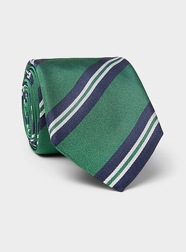 Preppy-stripe pure silk tie <b>Exclusive collection from Italy</b>