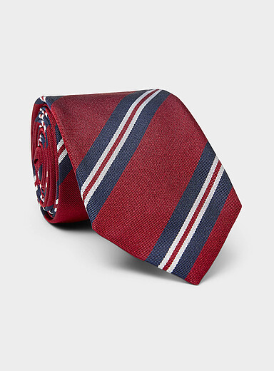 Preppy-stripe pure silk tie <b>Exclusive collection from Italy</b>