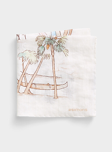 Tropical beach linen pocket square <b>Exclusive collection from Italy</b>