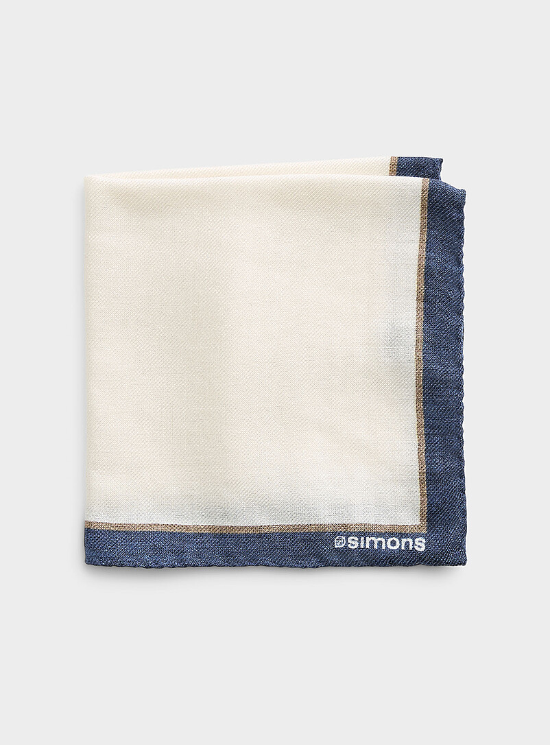 Contrast trim silk and cashmere pocket square product image (primary)