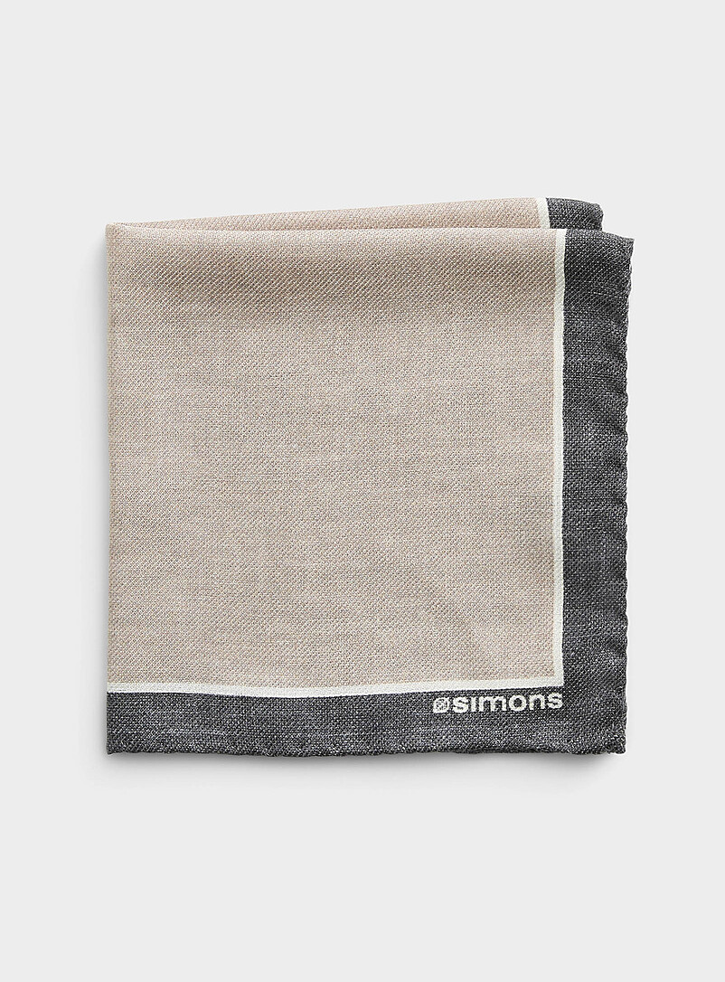 Contrast Trim Silk And Cashmere Pocket Square