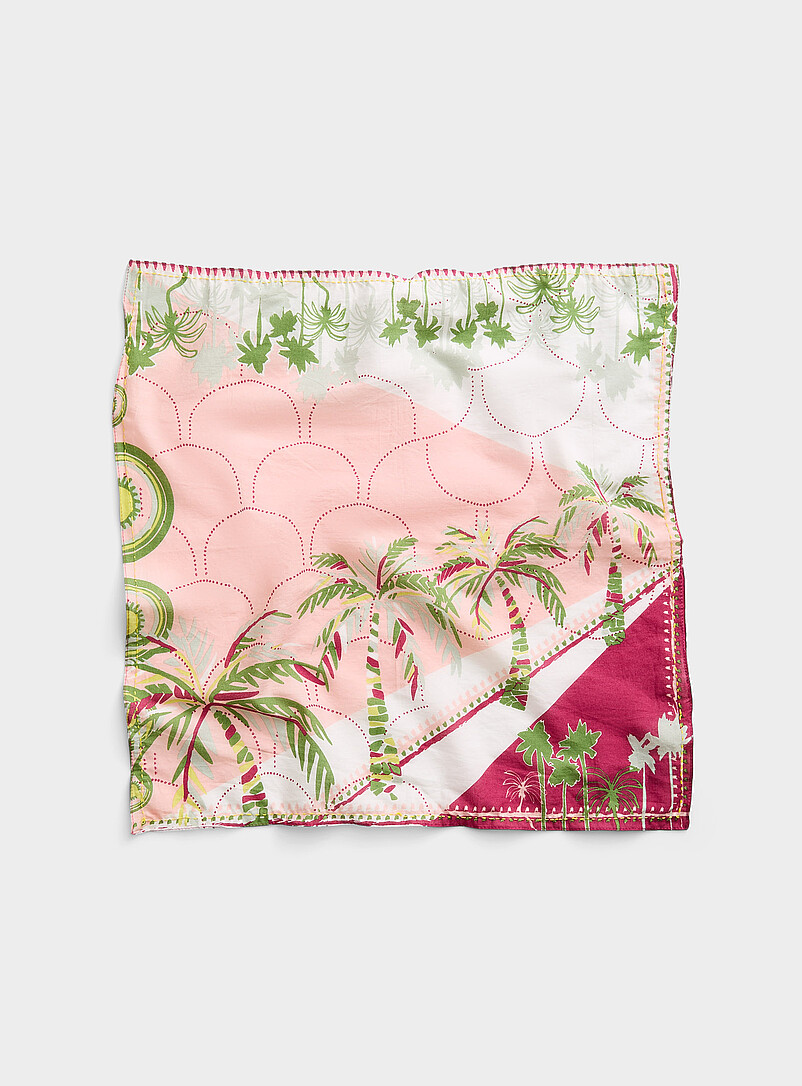 Storiatipic Patterned White Yona square scarf for women