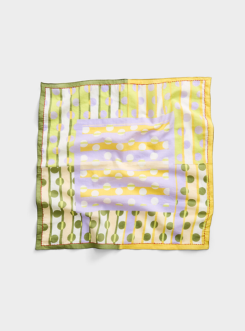 Storiatipic Patterned White Yona square scarf for women