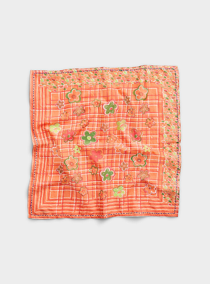 Storiatipic Patterned White Yona square scarf for women