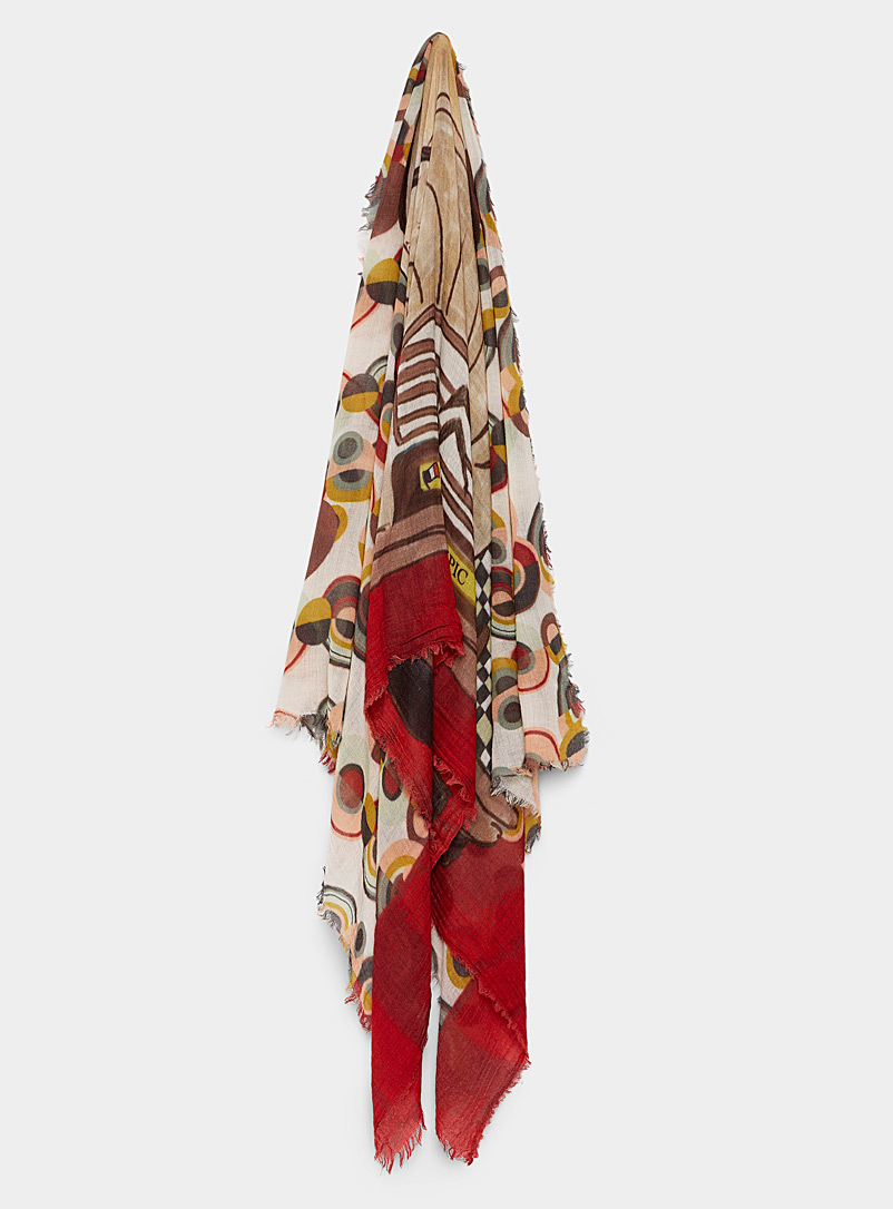 Storiatipic Patterned Red Cassy scarf for women