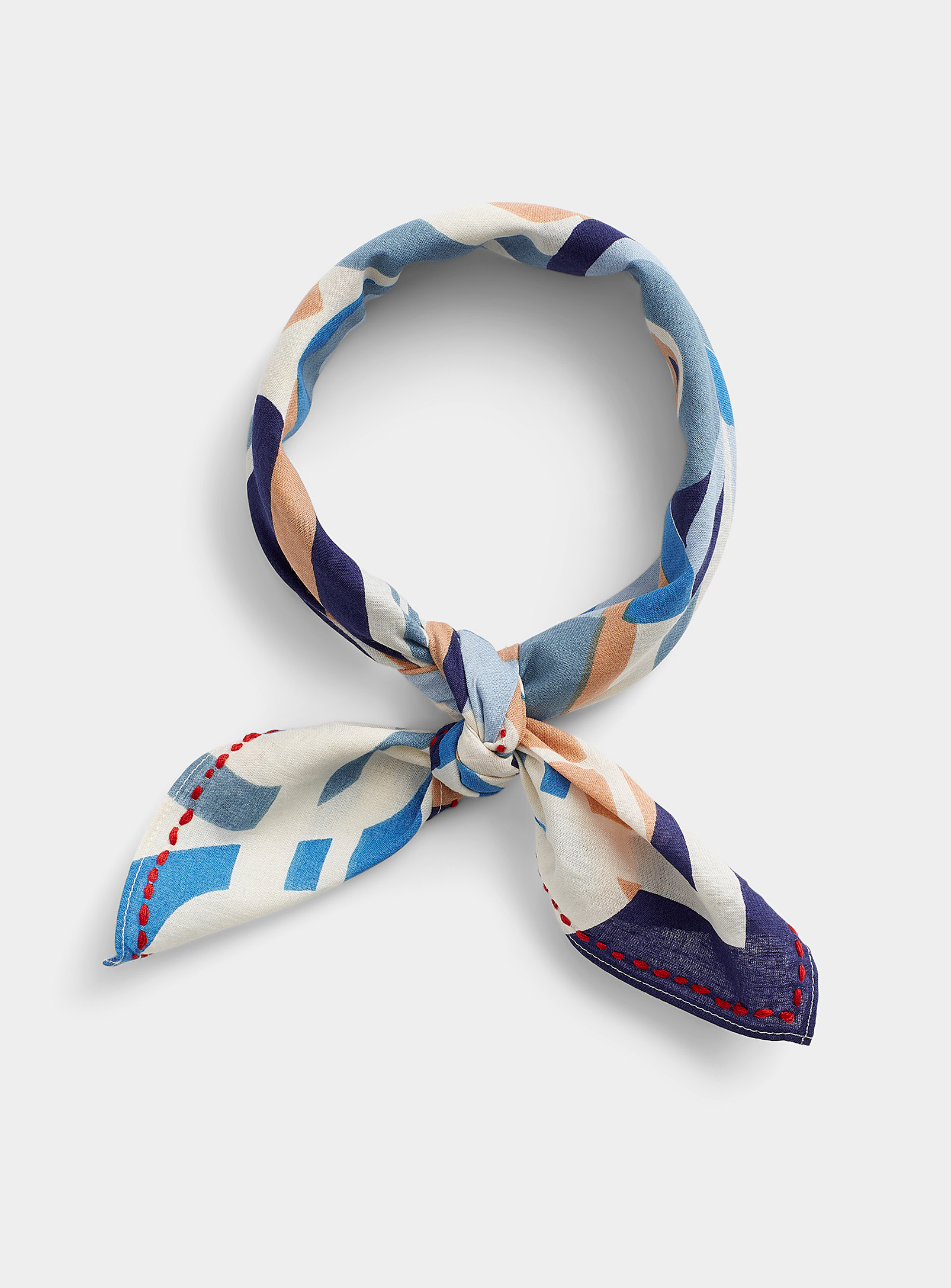 Storiatipic Colourful Abstract Scarf In Blue