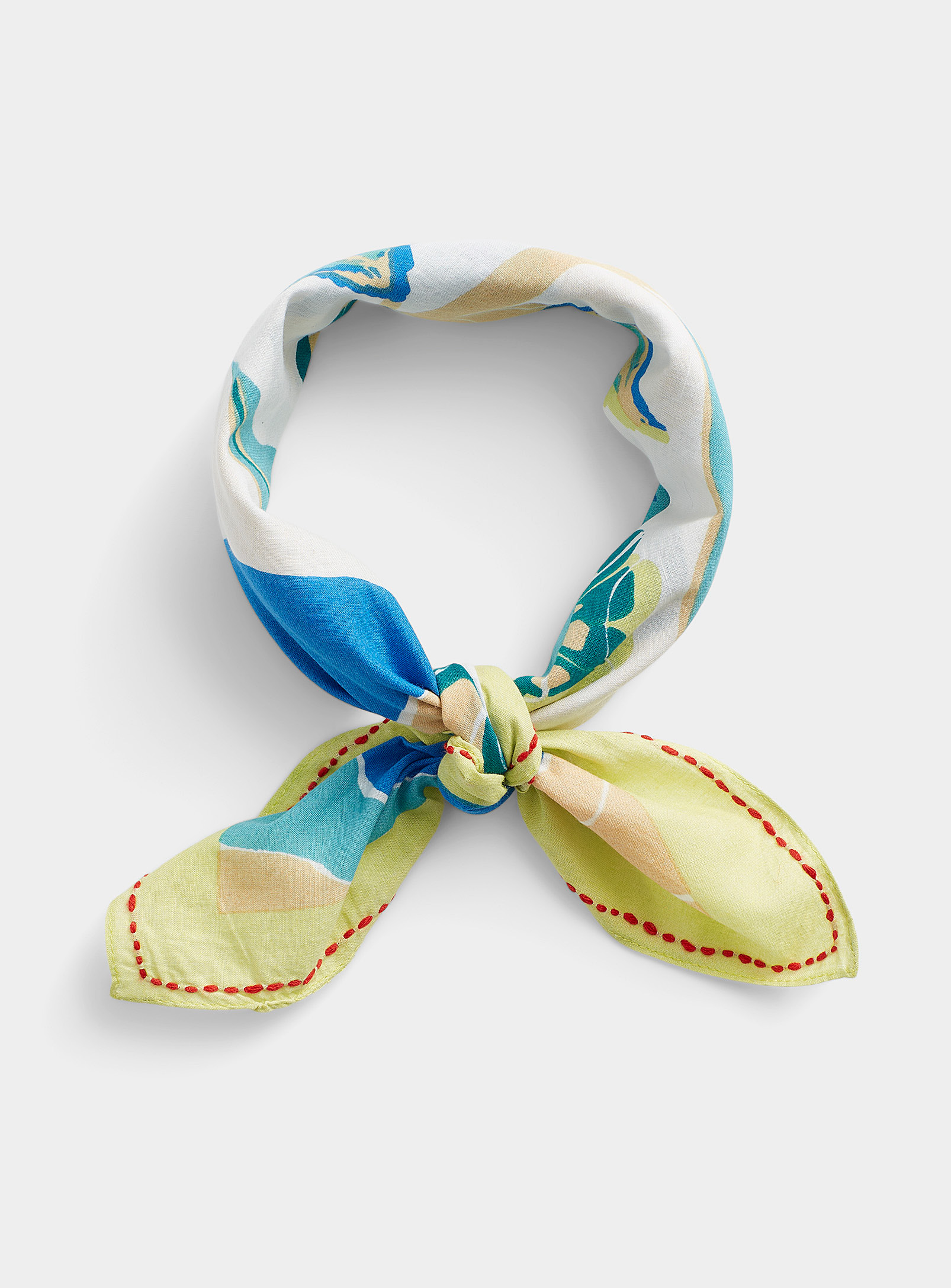 Storiatipic Colourful Abstract Scarf In Baby Blue