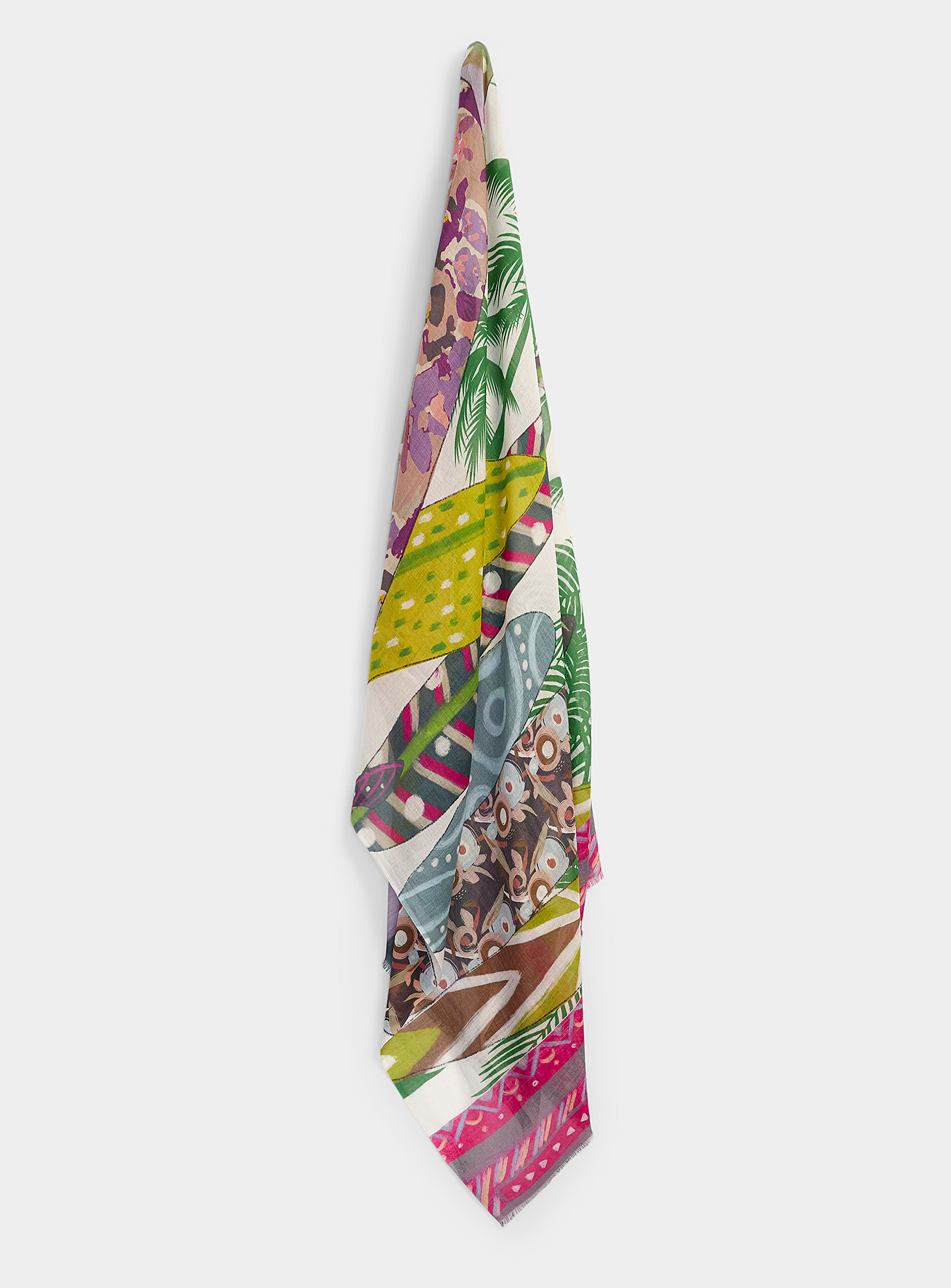 Storiatipic Beach Vacation Lightweight Scarf In Patterned Green