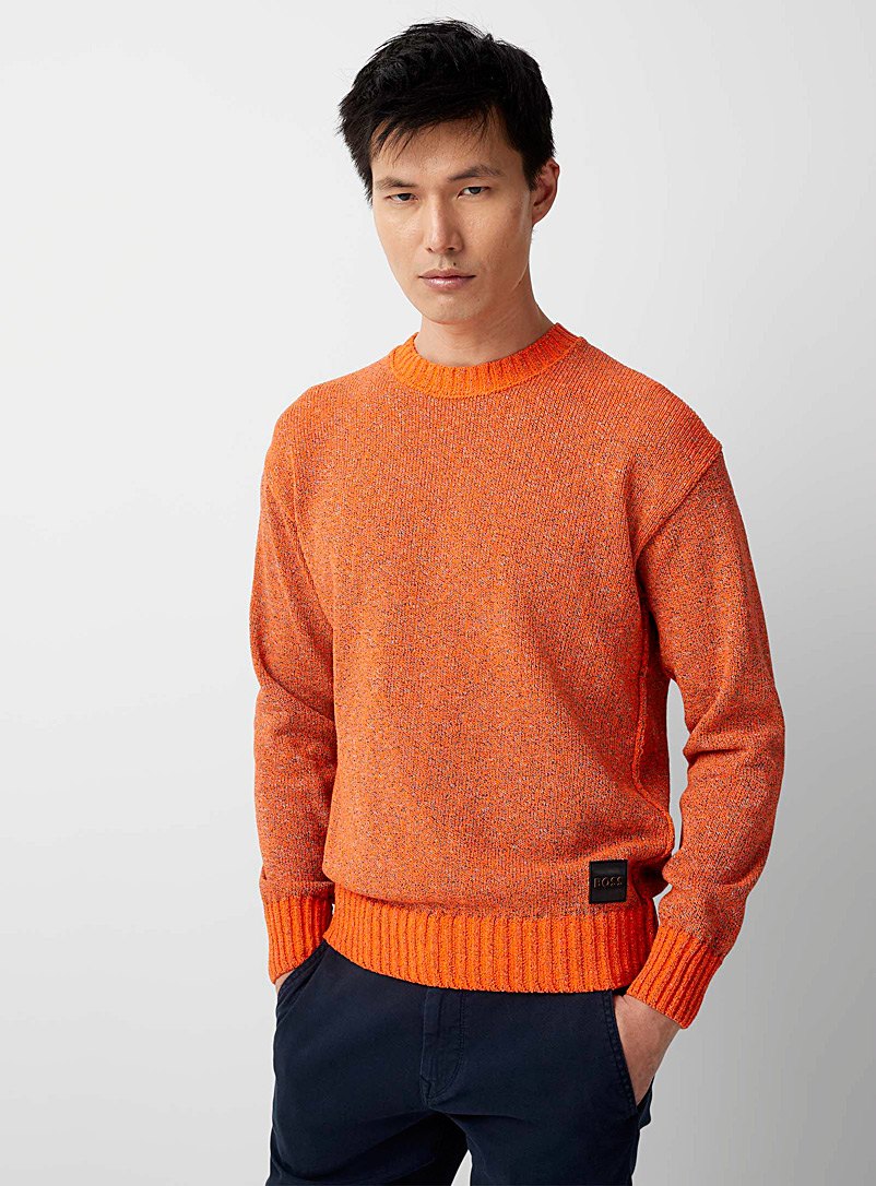BOSS Orange Flecked orangy sweater for men