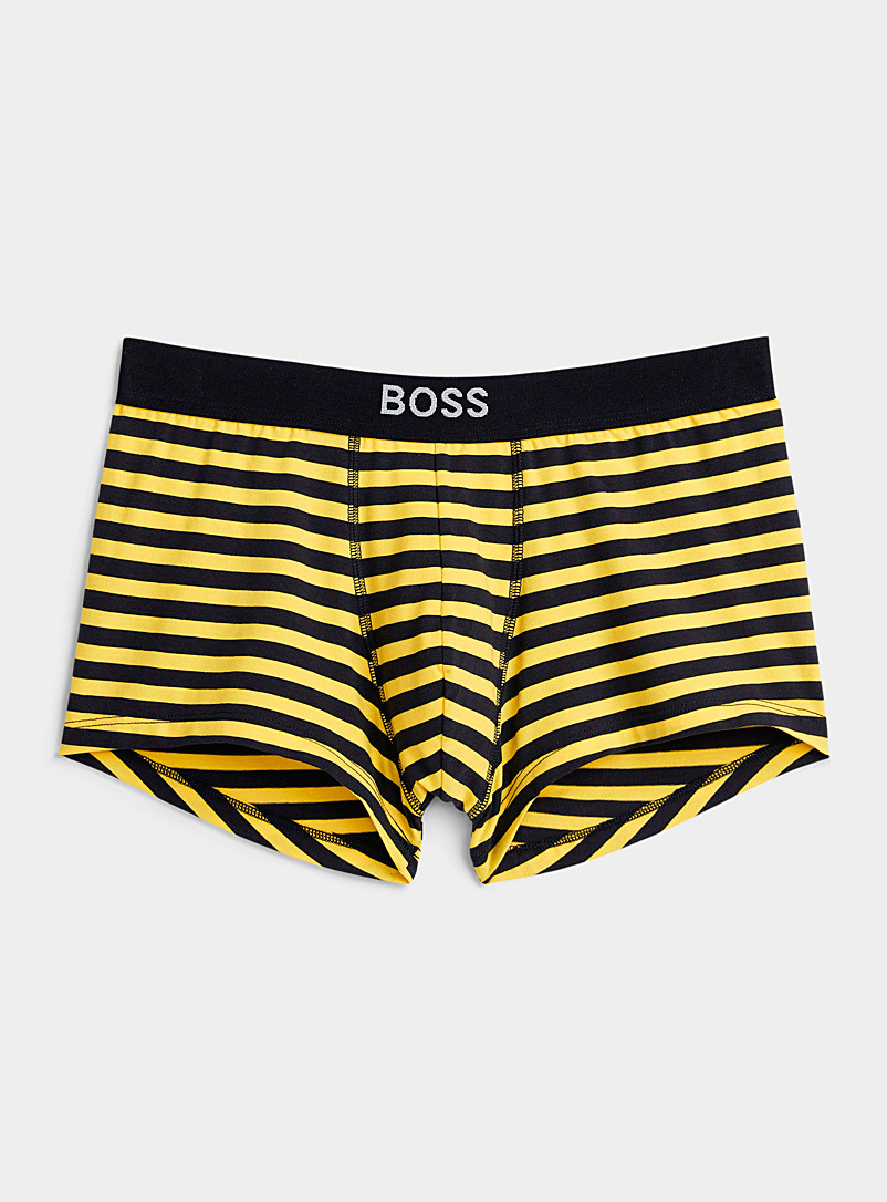 BOSS Patterned Yellow Twin-stripe trunk for men