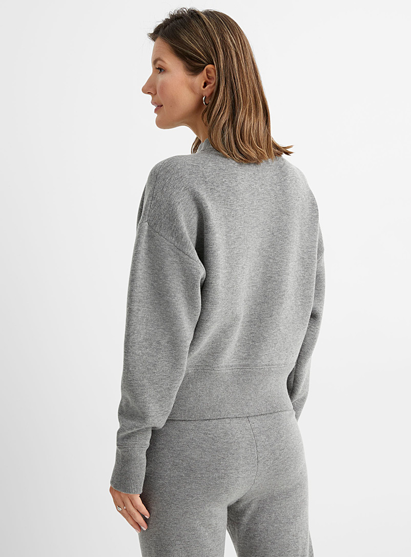 HUGO Grey Sidalia embroidered logo sweater for women