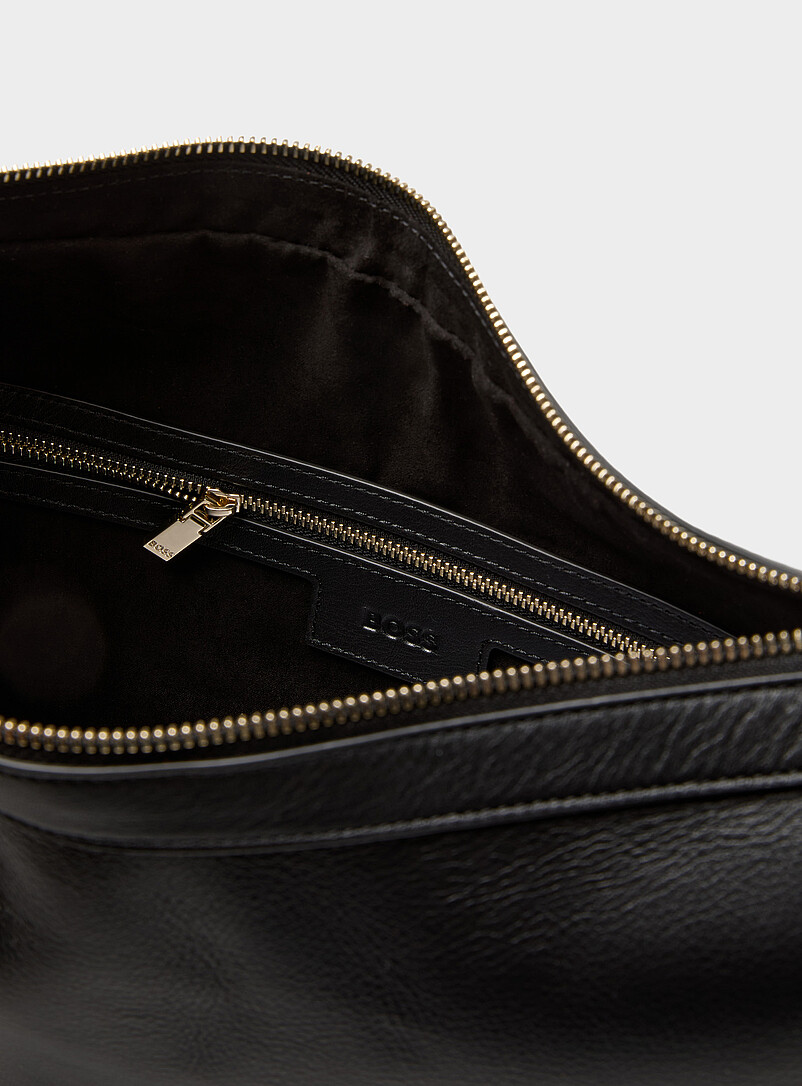 BOSS: Le sac cuir souple grenu Ariell Noir pour femme