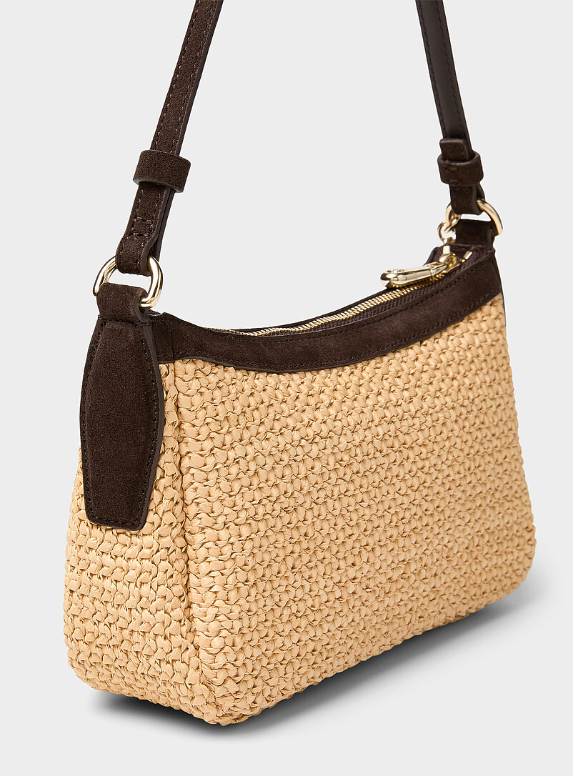 BOSS: Le sac d'&eacute;paule su&egrave;de et effet paille Numah Brun &agrave; motifs pour femme