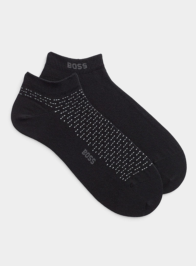 BOSS Black Solid and mini-pattern ped socks 2-pack for men
