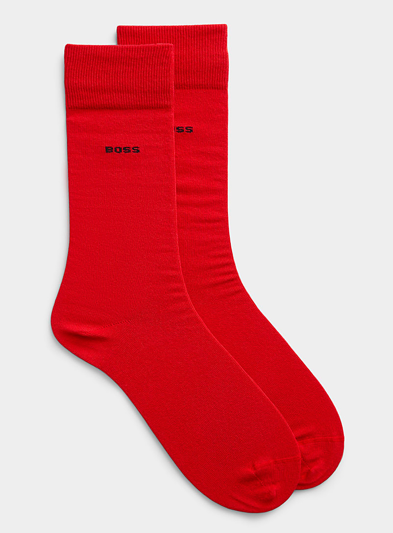 BOSS: Les chaussettes habillées unies Emballage de 2 Rouge pour homme