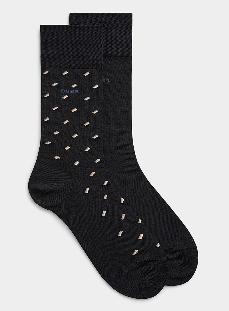 BOSS Indigo/Dark Blue Solid and confetti logo socks Set of 2 for men