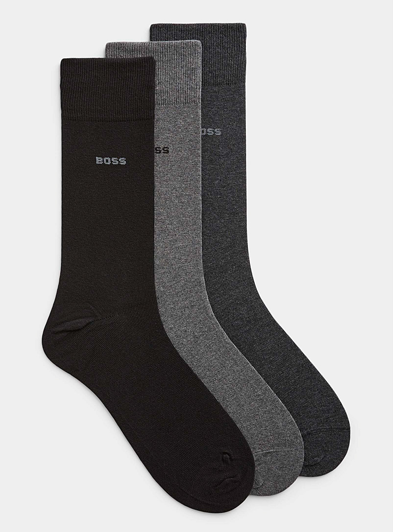 BOSS Patterned Grey Neutral dress socks 3-pack for men