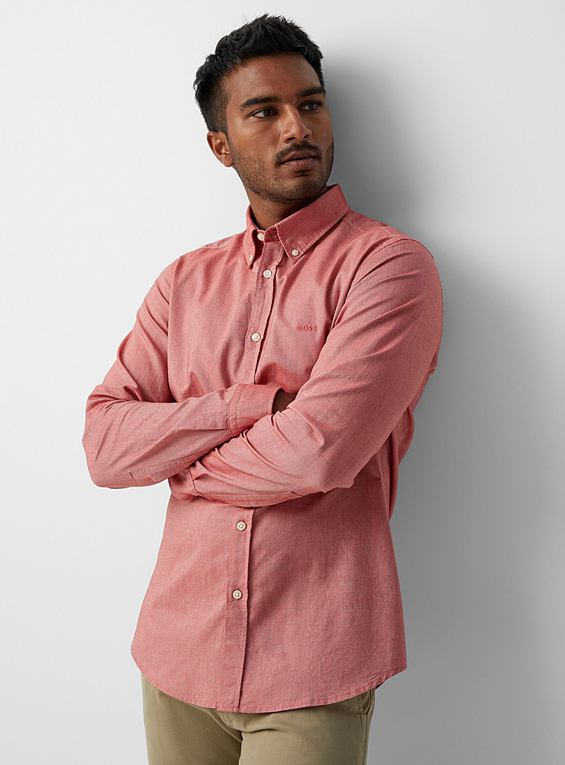 BOSS Pink Rickert Oxford shirt for men