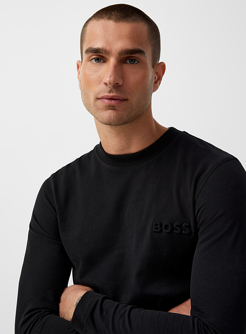 BOSS: Le t-shirt logo embossé Noir pour homme