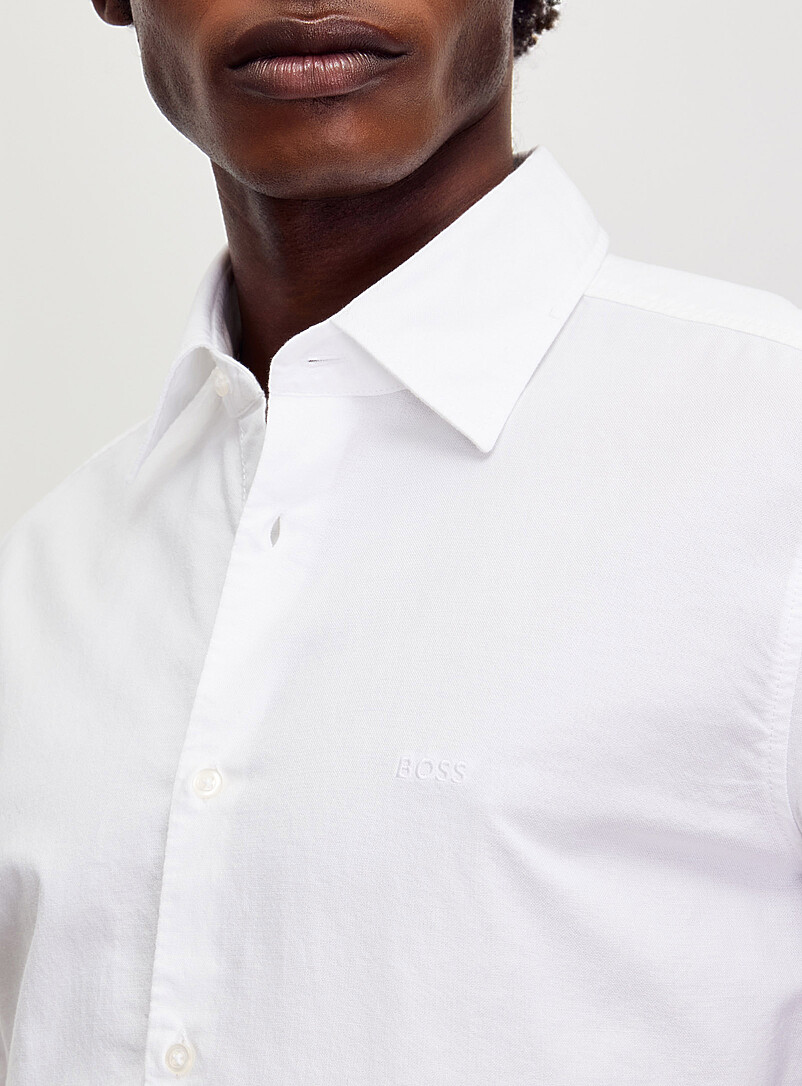BOSS Indigo/Dark Blue Rash logo oxford shirt <b>Regular fit</b> for men