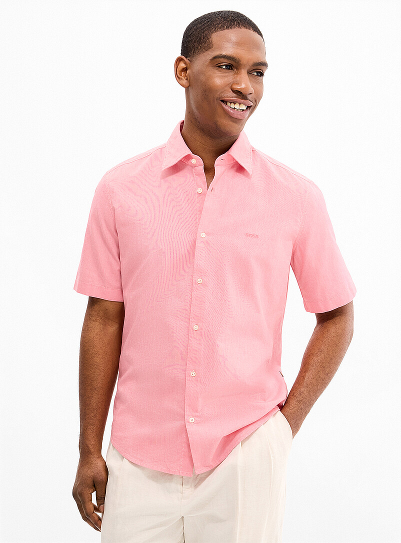 BOSS Indigo/Dark Blue Rash logo oxford shirt <b>Regular fit</b> for men
