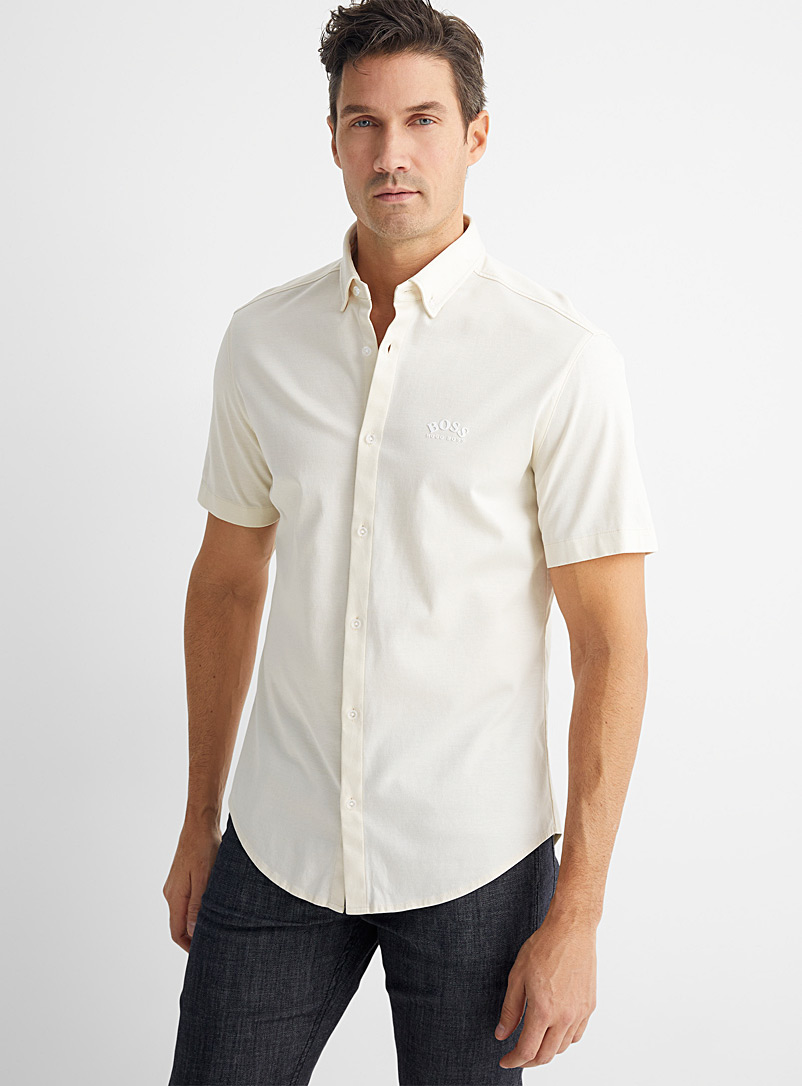 BOSS White Biadia jacquard shirt Comfort fit for men