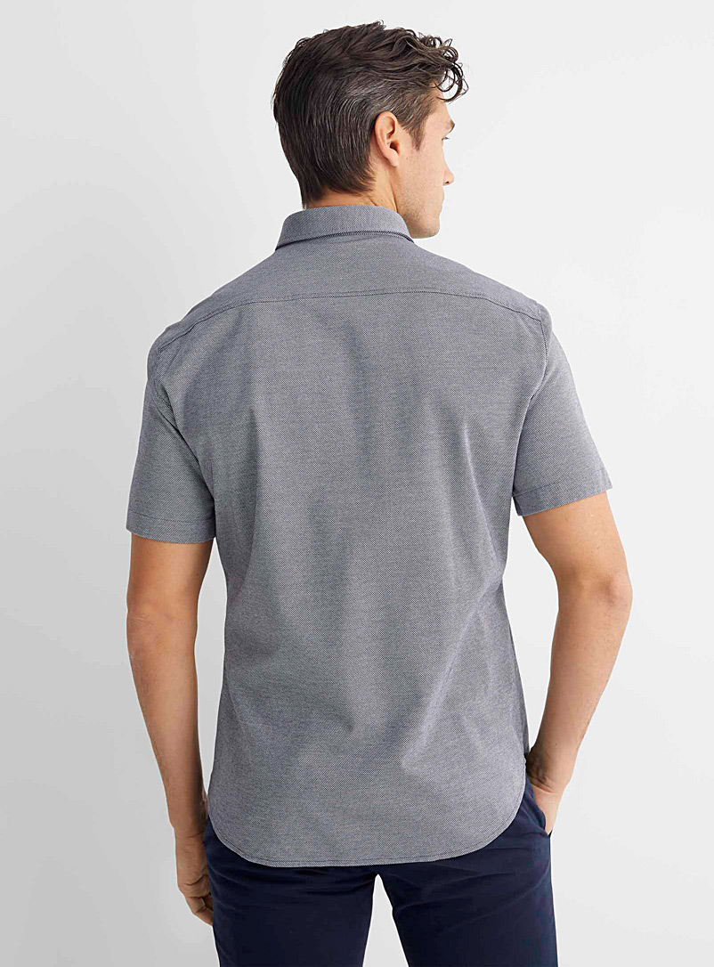 BOSS Marine Blue Biadia jacquard shirt Comfort fit for men