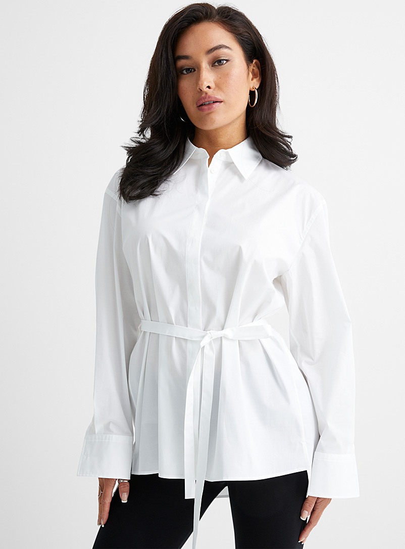 HUGO White Eveyla poplin tunic shirt for women