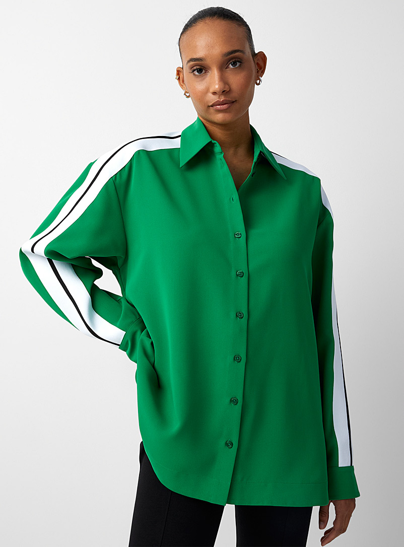HUGO: La chemise surdimensionnée éclat athlétique Elloe Vert bouteille pour femme