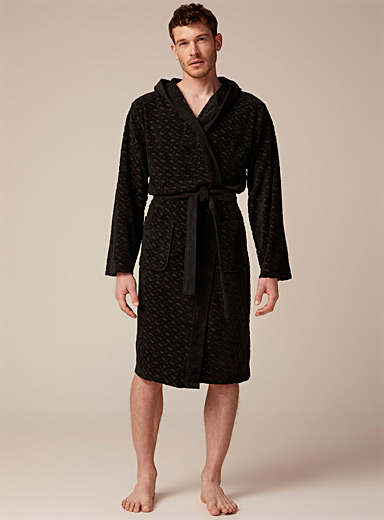 BOSS Black Terry monogram hooded robe for men