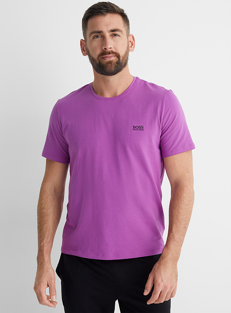 BOSS Lilacs Embroidered logo purple lounge T-shirt for men