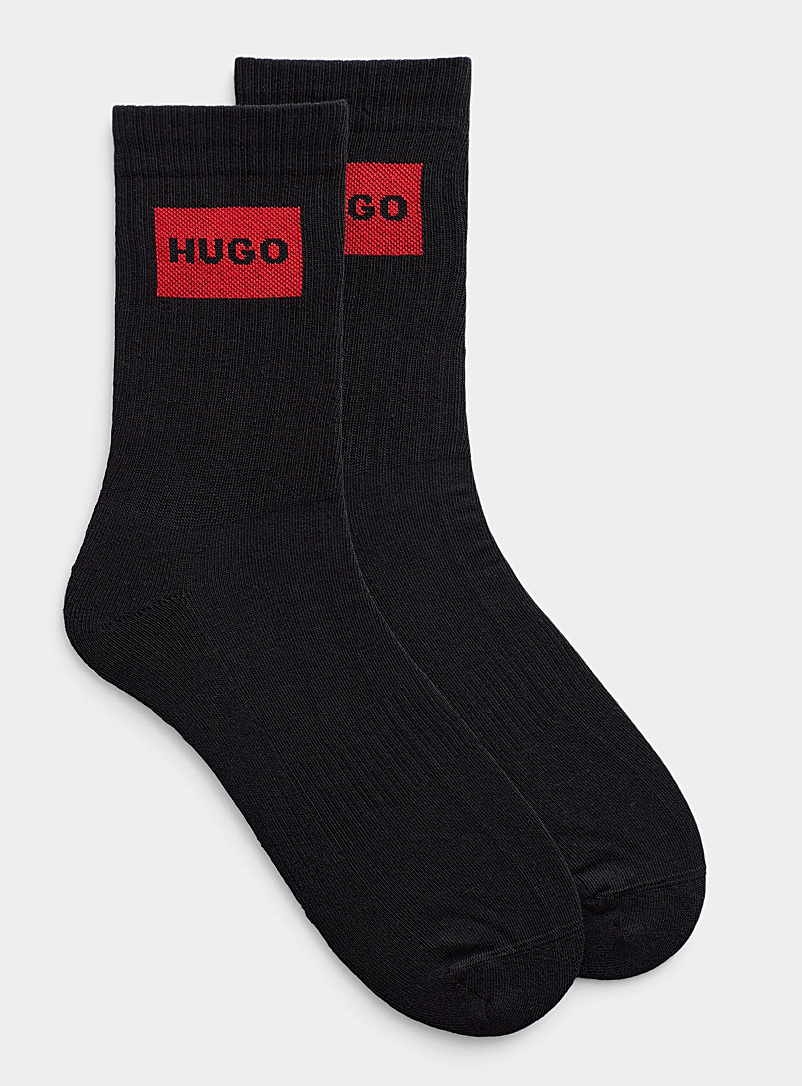 HUGO: La chaussette logo signature Emballage de 2 Noir pour homme