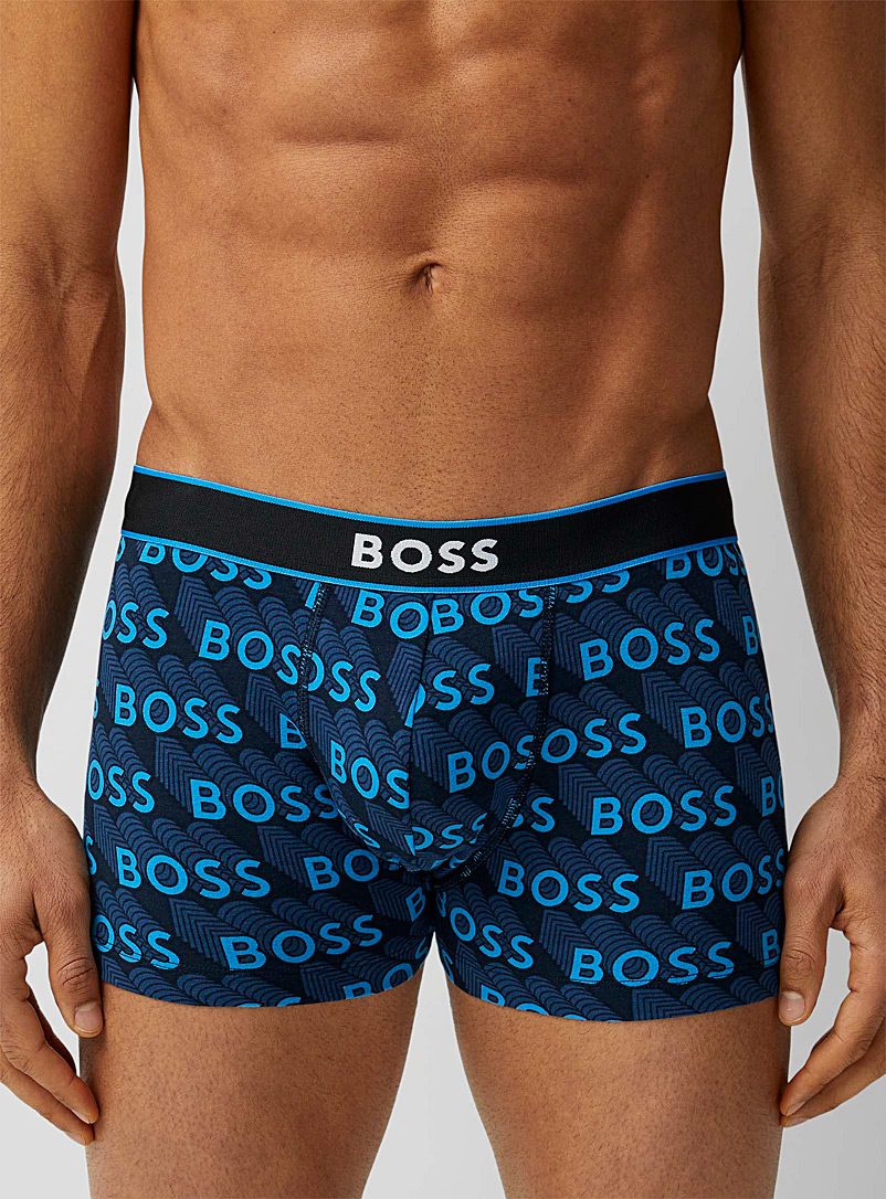 BOSS Patterned Blue Blue repeat-logo trunk for men