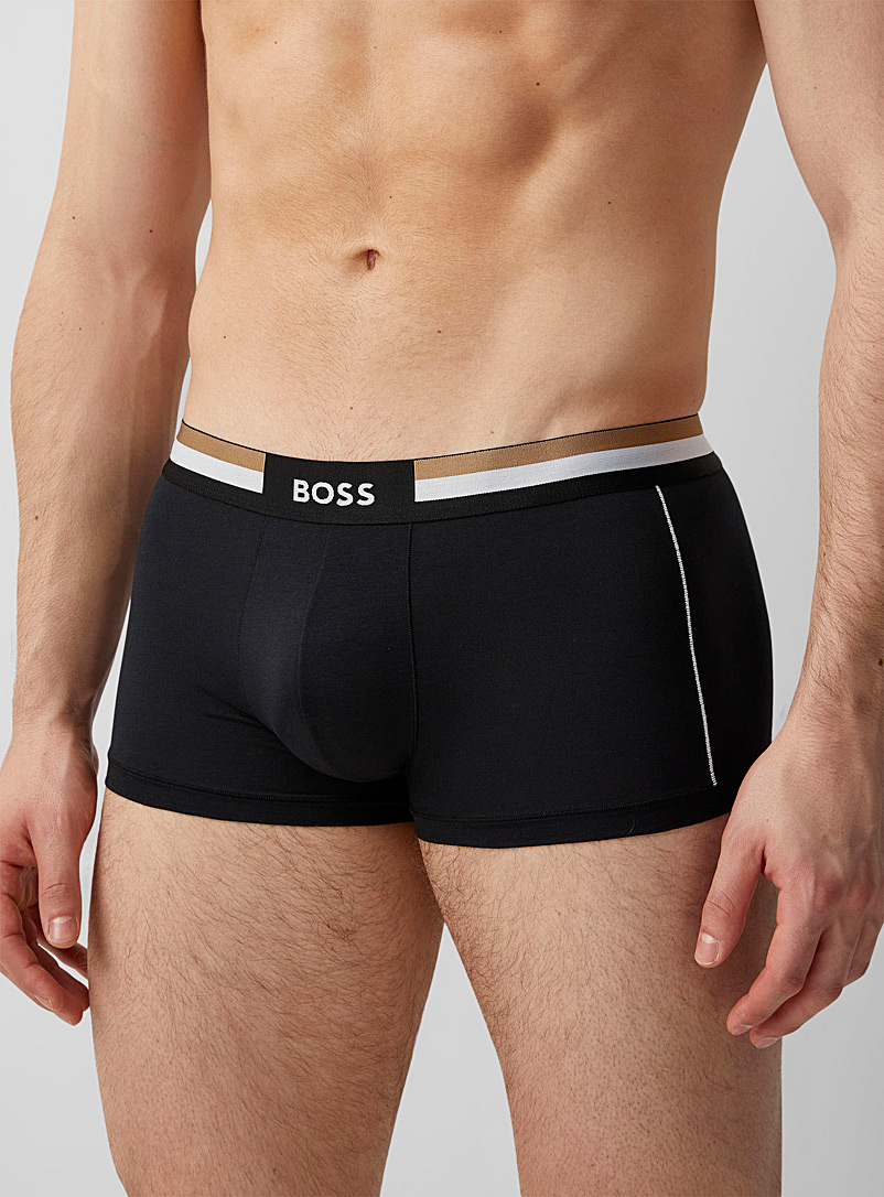 BOSS Patterned Black Two-tone waist trunk for men