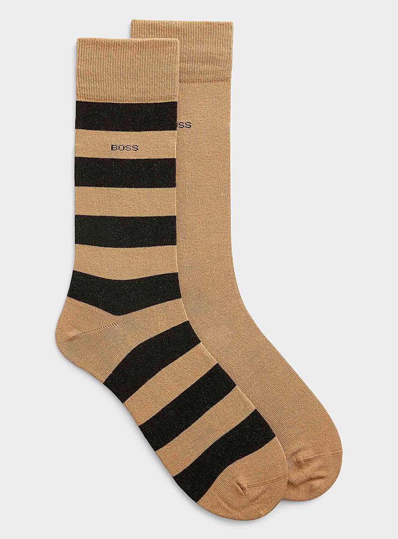 BOSS Patterned Black Twin-stripe dress socks Set of 2 for men