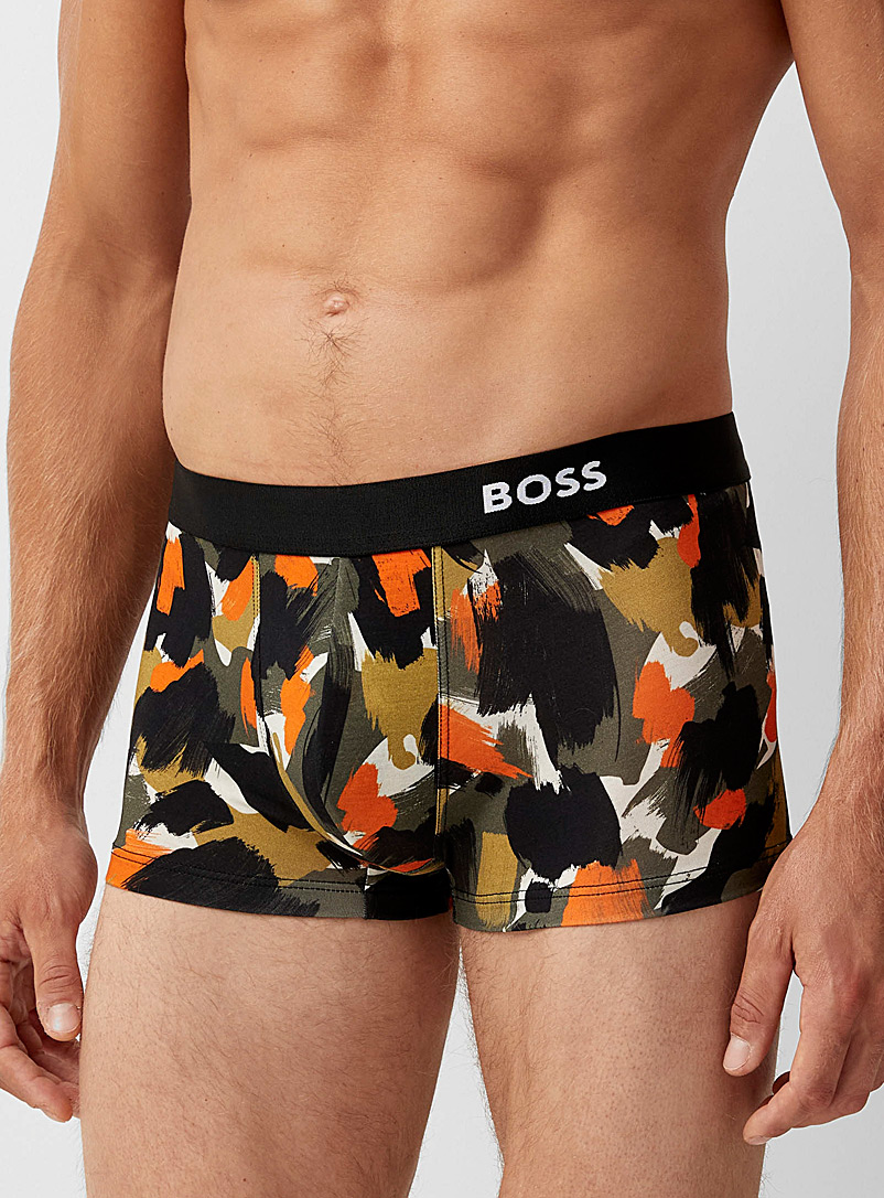 BOSS Patterned Black Abstract camo trunk for men