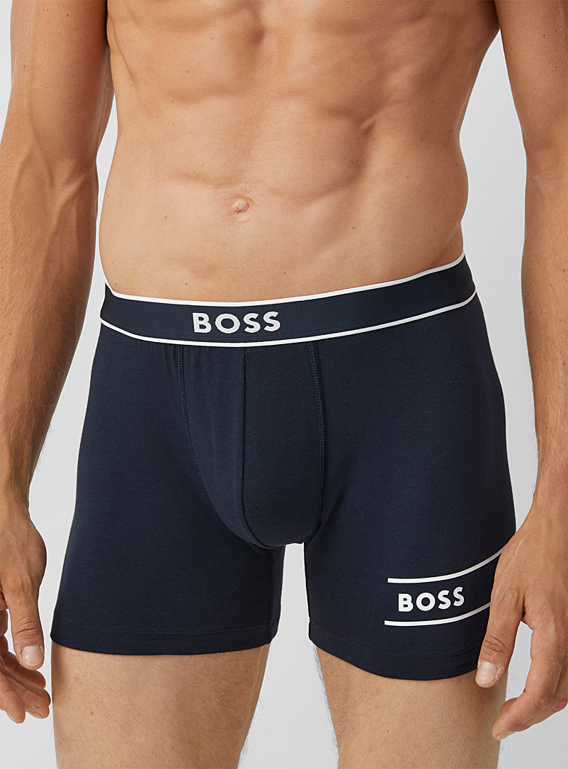 BOSS Marine Blue Trimmed logo trunk for men