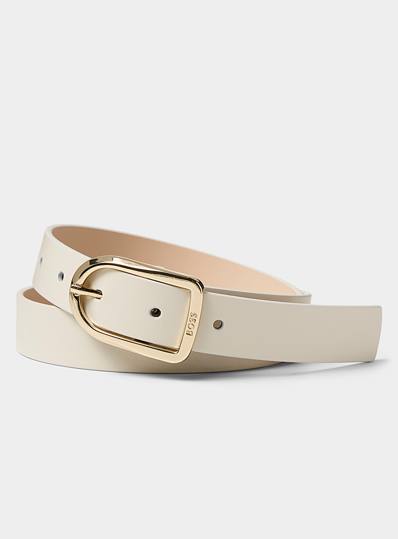BOSS Ivory White Colette minimalist belt for women