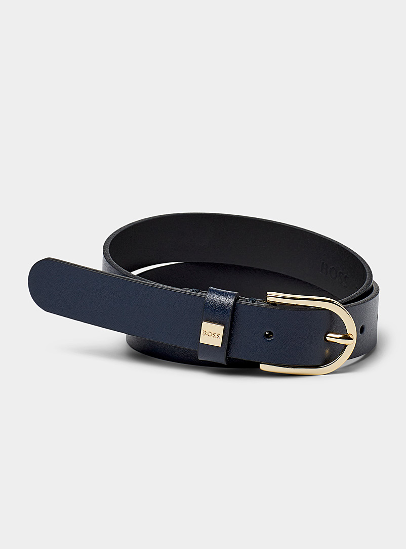 BOSS Navy/Midnight Blue Scarlet leather belt for women