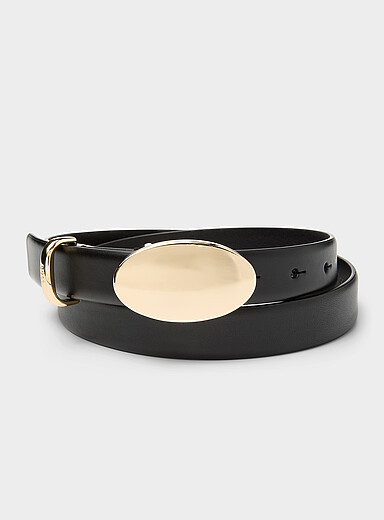 Valory oval buckle matte leather belt