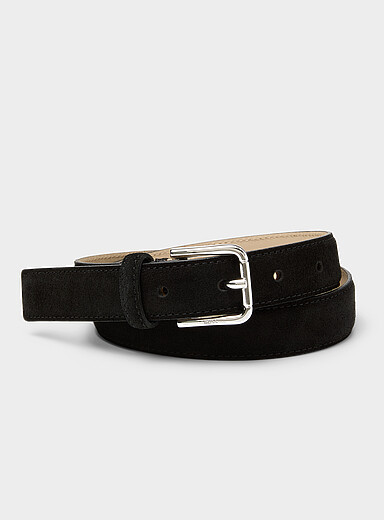 BOSS Black Navya square buckle suede belt for women