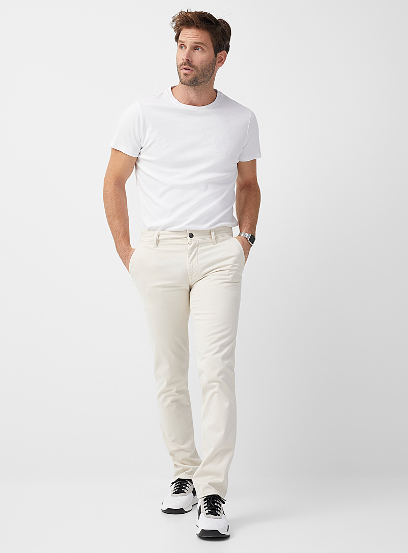 BOSS Ivory White Stretch minimalist chinos Slim fit for men