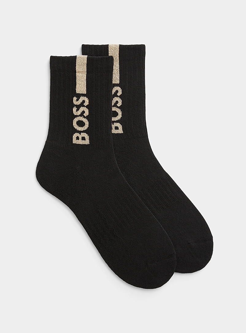 BOSS: La chaussette logo scintillant Noir pour homme