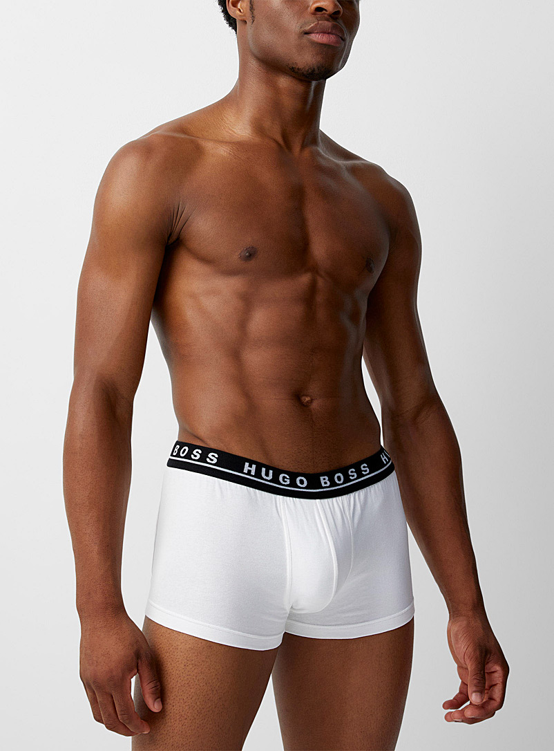 BOSS White Contrast logo-waist boxer brief for men