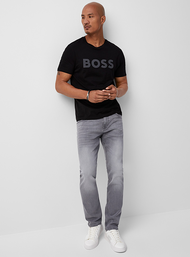 BOSS Grey Light-grey faded jean Slim fit for men