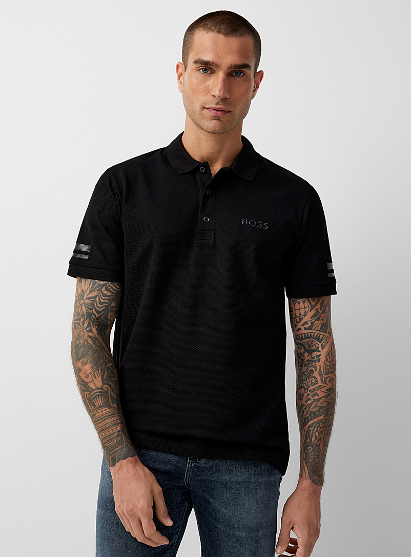 BOSS Black Shiny accent textured polo for men