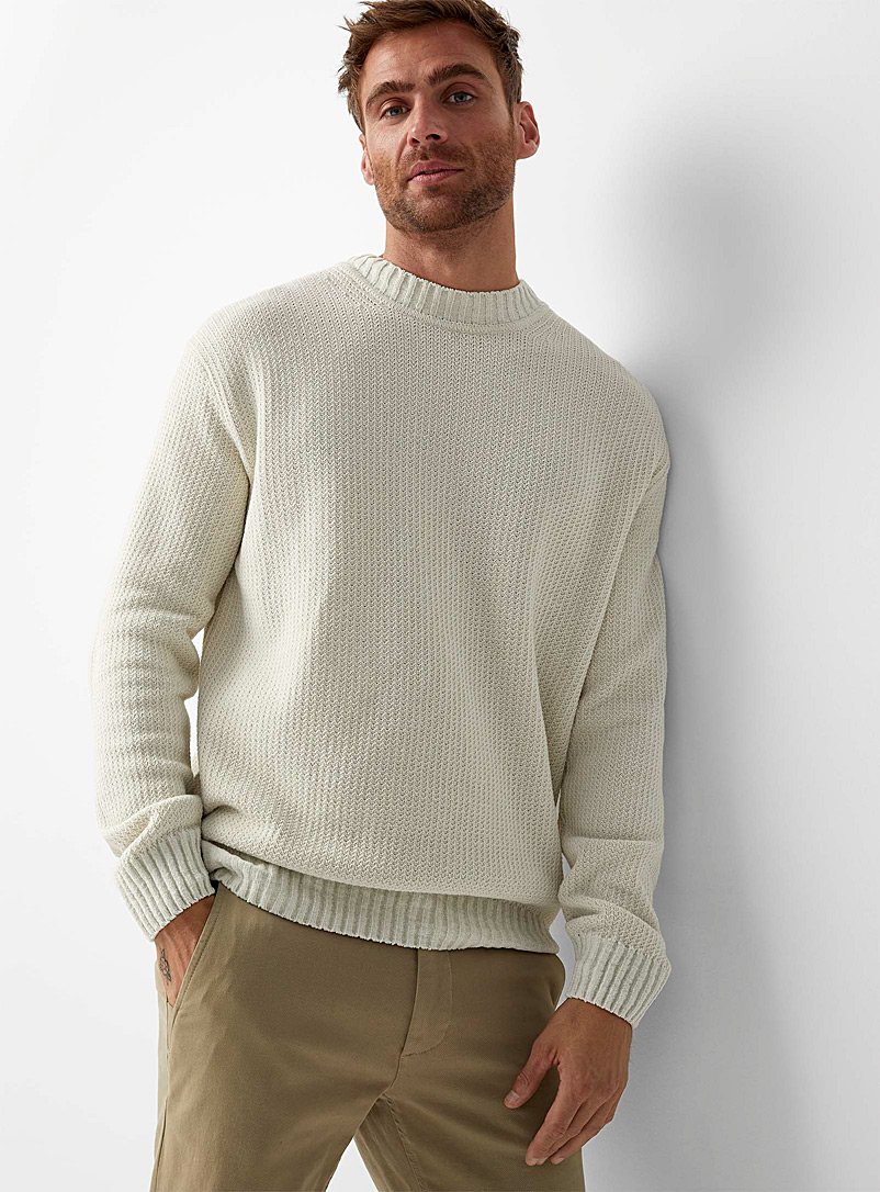 BOSS White Korduroy sweater for men