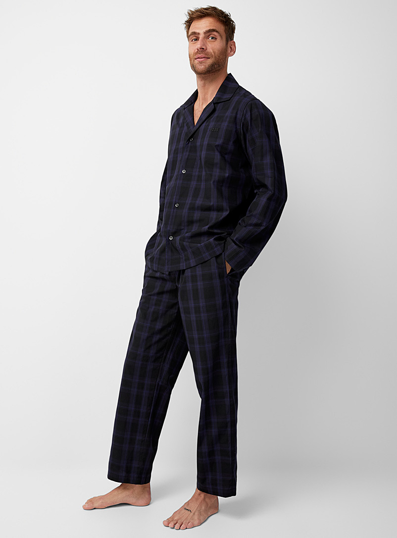 BOSS: L'ensemble pyjama carreaux sombres Bleu assorti pour homme
